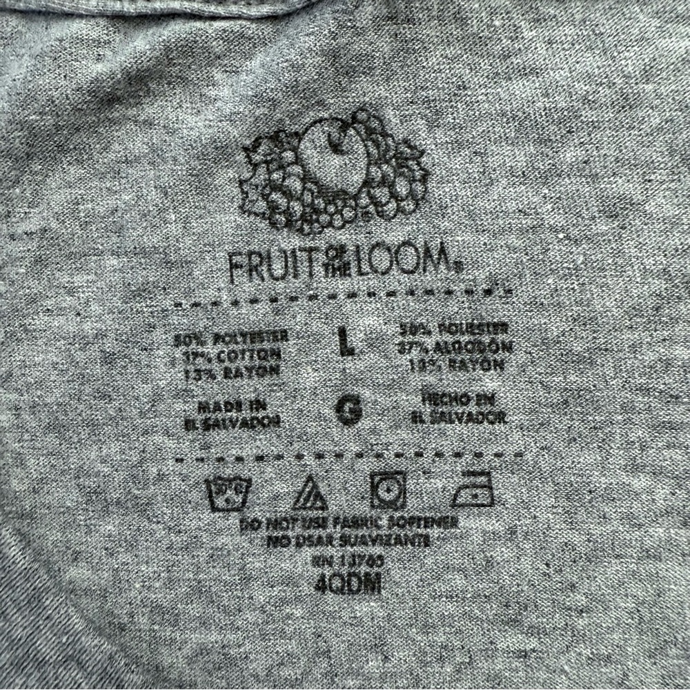 Fruit of the Loom cotton blend gray v-neck long t-shirt size Large - Picture 5 of 7